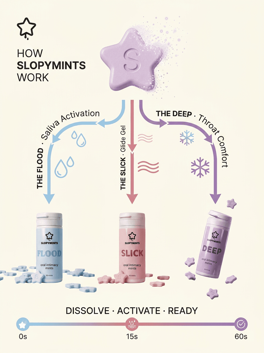 Infographic: how SlopyMints star mint supports Flood hydration and Slick glide