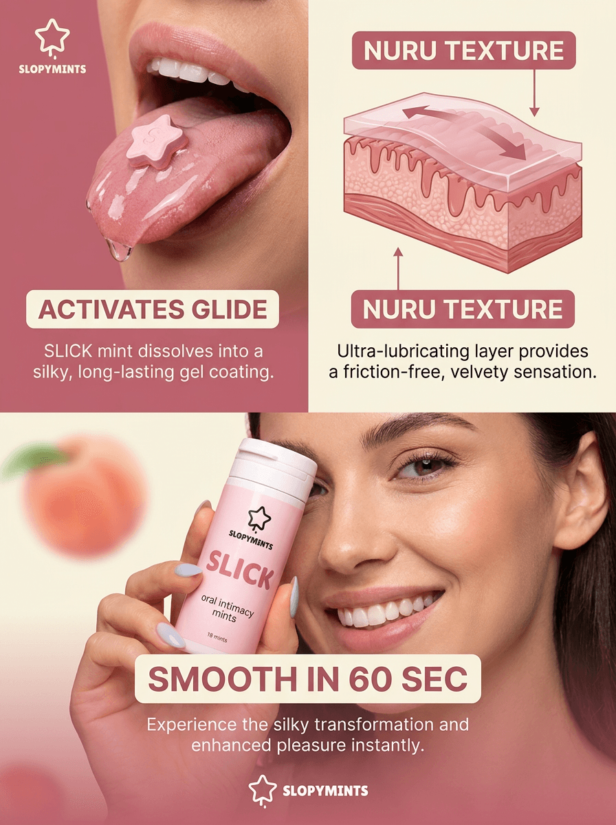 Slick mechanism: activates glide gel, nuru texture layer, smooth in 60 seconds