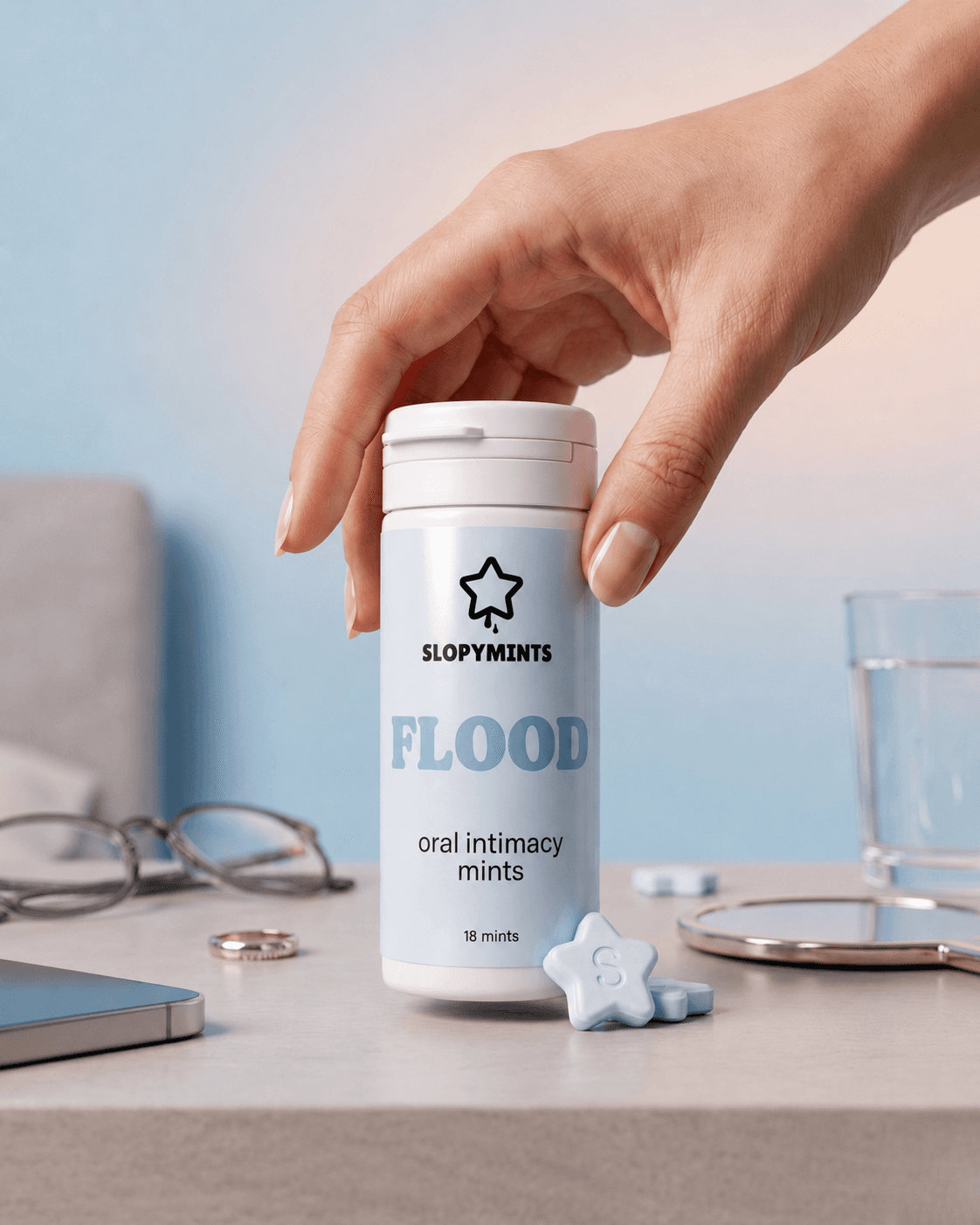 Customer holding The Flood